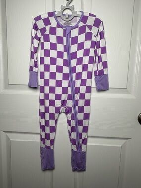 Suzel Purple Checkered Bamboo Convertible Zippy Pajamas 6-12M NWOT